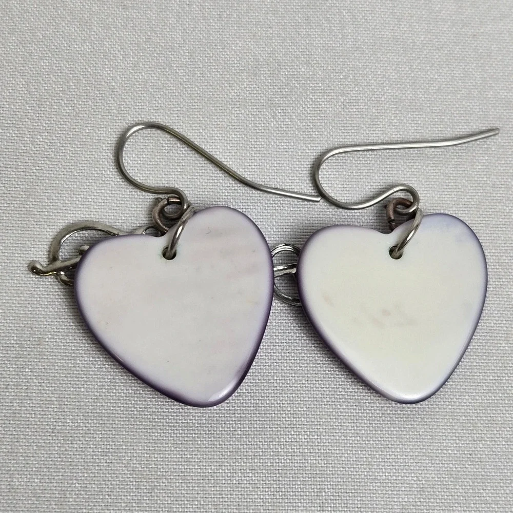 Lot of 3 Pairs of Earrings Stars Hearts Hoops Silver Tone Hardware